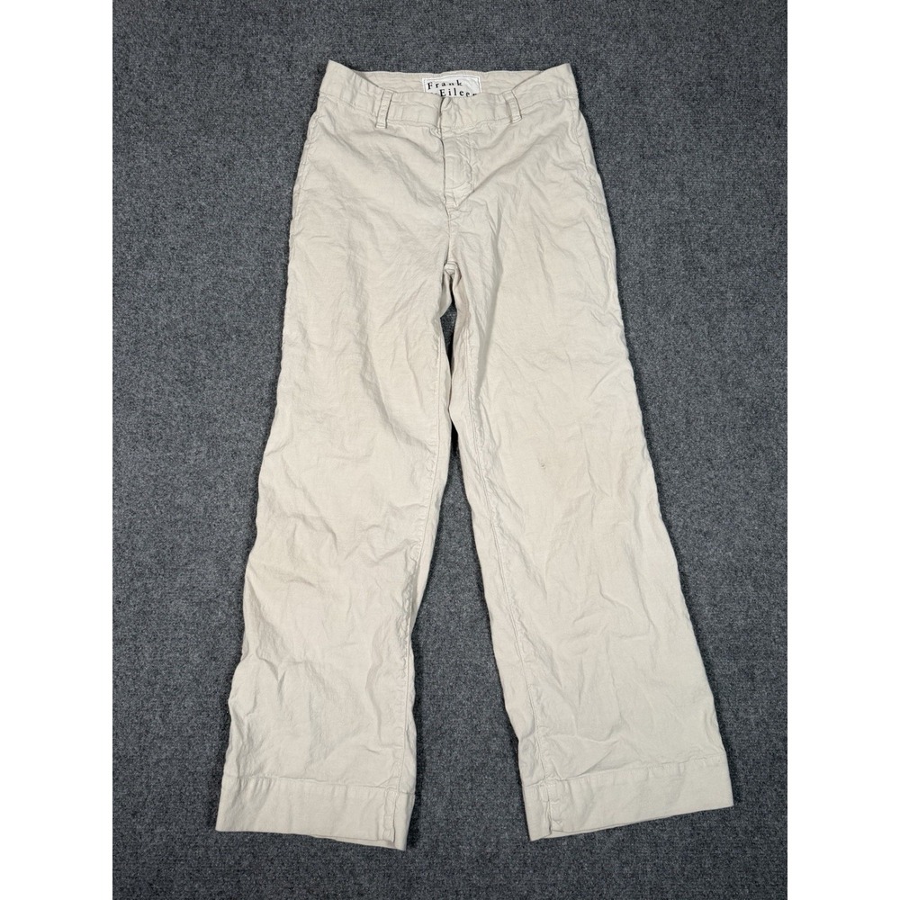 Frank & Eileen Wexford Wide Leg Linen Pants Women's 0 Cement High Rise